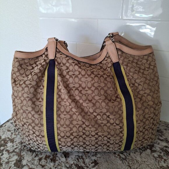 Coach Devin 26131 Brown Canvas/Leather Shoulder/Tote Bag - Picture 5 of 11